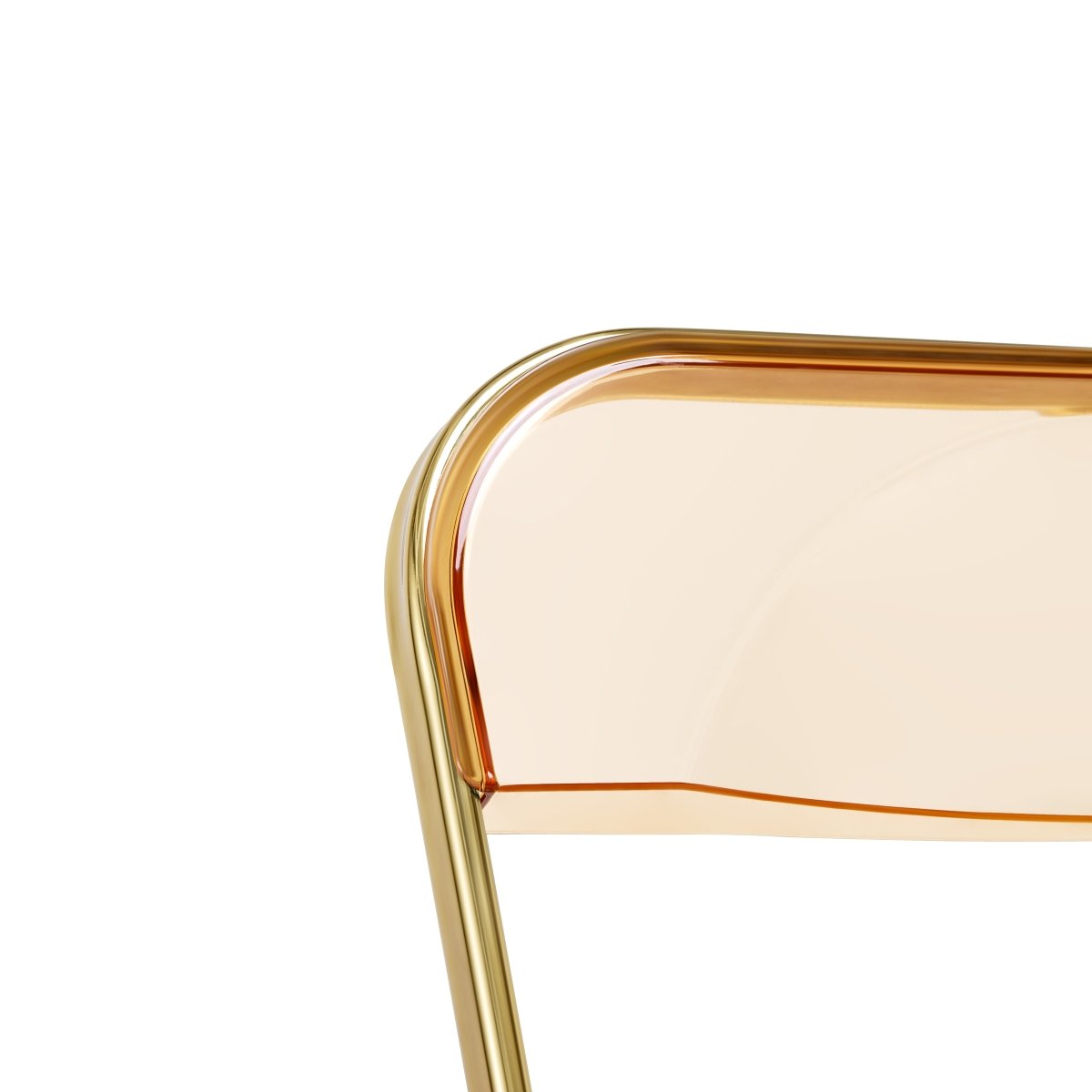 Lawrence Acrylic Folding Chair With Metal Frame Gold Amber Folding Chair Leisuremod
