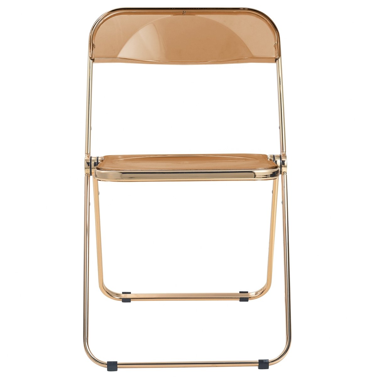 Lawrence Acrylic Folding Chair With Metal Frame Gold Tangerine Folding Chair Leisuremod