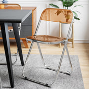 Lawrence Acrylic Folding Chair With Metal Frame Chrome Tangerine Folding Chair Leisuremod