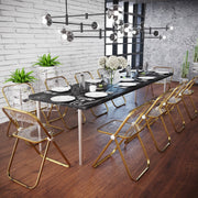 Lawrence Acrylic Folding Chair With Metal Frame Gold Transparent Black Folding Chair Leisuremod