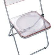 Lawrence Acrylic Folding Chair With Metal Frame Chrome Rose Pink Folding Chair Leisuremod