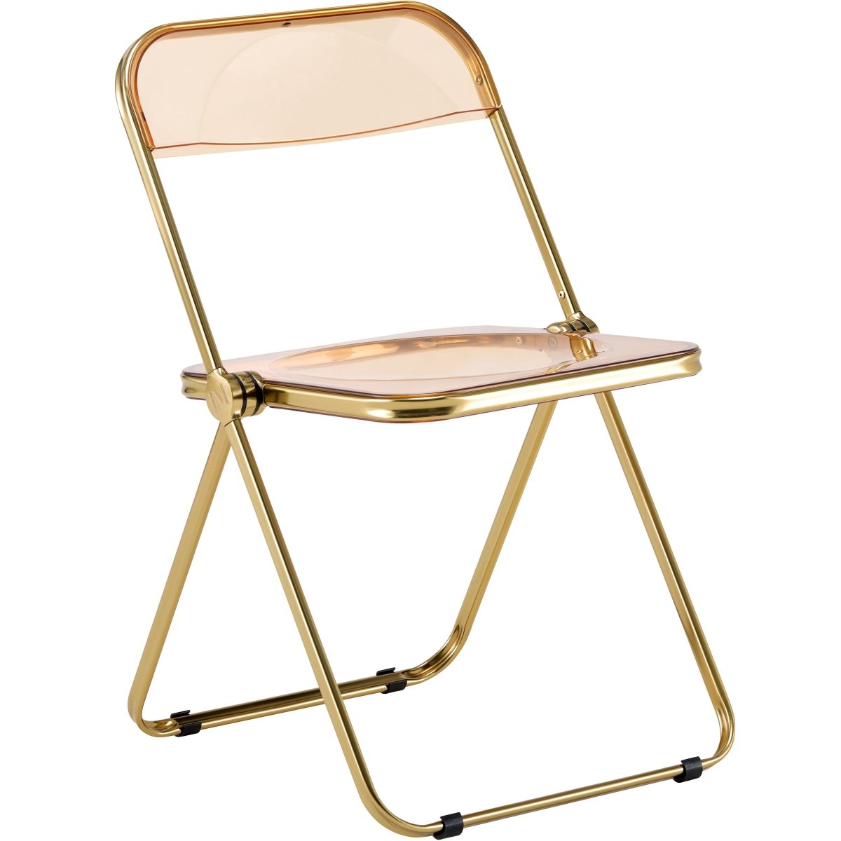 Lawrence Acrylic Folding Chair With Metal Frame Gold Amber Folding Chair Leisuremod