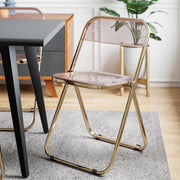 Lawrence Acrylic Folding Chair With Metal Frame Gold Rose Pink Folding Chair Leisuremod