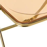 Lawrence Acrylic Folding Chair With Metal Frame Gold Amber Folding Chair Leisuremod