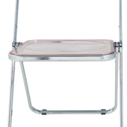 Lawrence Acrylic Folding Chair With Metal Frame Chrome Rose Pink Folding Chair Leisuremod