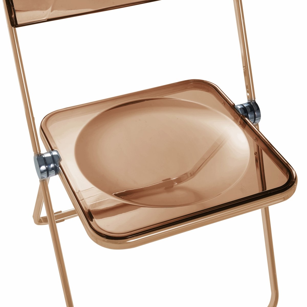 Lawrence Acrylic Folding Chair With Metal Frame Gold Tangerine Folding Chair Leisuremod