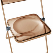 Lawrence Acrylic Folding Chair With Metal Frame Gold Tangerine Folding Chair Leisuremod