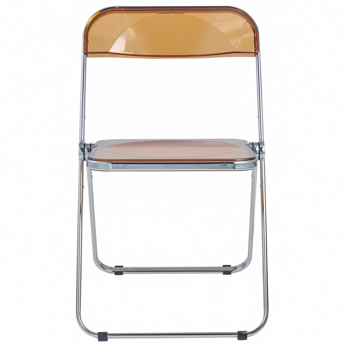 Lawrence Acrylic Folding Chair With Metal Frame Chrome Tangerine Folding Chair Leisuremod