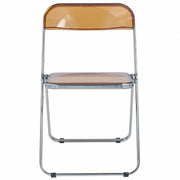 Lawrence Acrylic Folding Chair With Metal Frame Chrome Tangerine Folding Chair Leisuremod