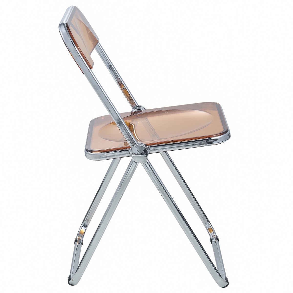 Lawrence Acrylic Folding Chair With Metal Frame Chrome Tangerine Folding Chair Leisuremod