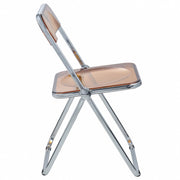Lawrence Acrylic Folding Chair With Metal Frame Chrome Tangerine Folding Chair Leisuremod