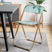 Lawrence Acrylic Folding Chair With Metal Frame Gold Jade Green Folding Chair Leisuremod