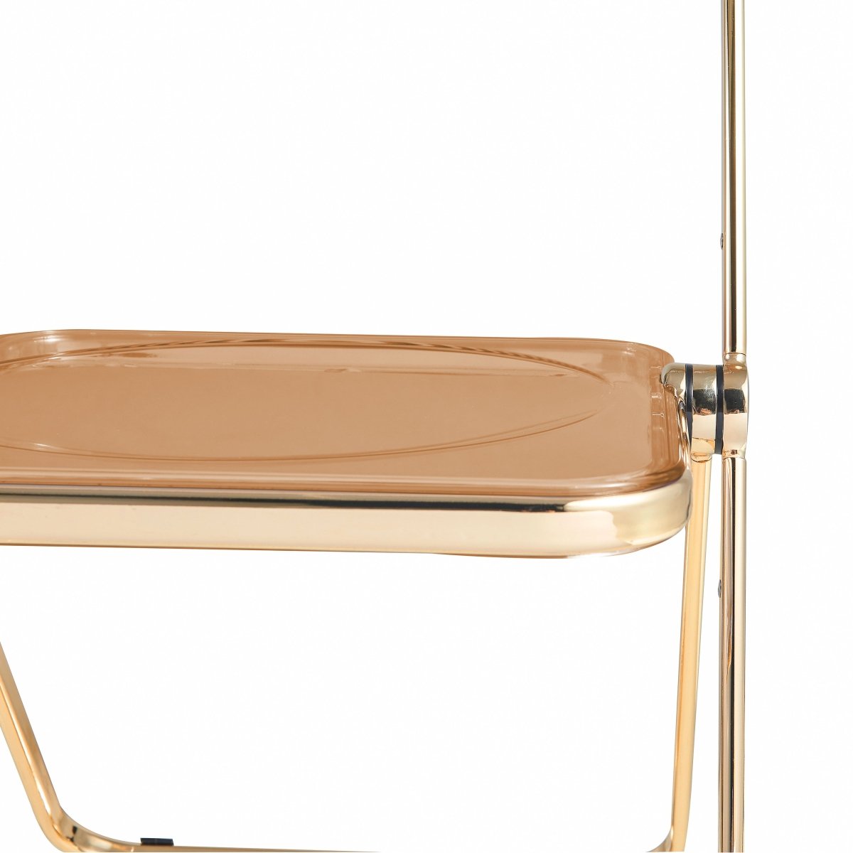Lawrence Acrylic Folding Chair With Metal Frame Gold Tangerine Folding Chair Leisuremod