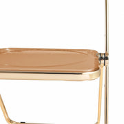 Lawrence Acrylic Folding Chair With Metal Frame Gold Tangerine Folding Chair Leisuremod