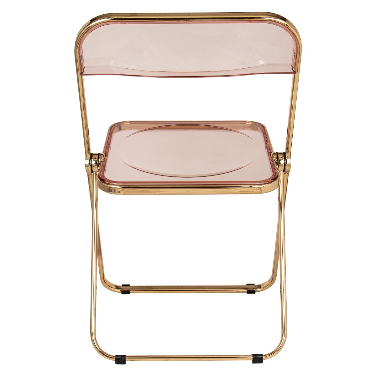 Lawrence Acrylic Folding Chair With Metal Frame Gold Rose Pink Folding Chair Leisuremod