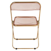 Lawrence Acrylic Folding Chair With Metal Frame Gold Rose Pink Folding Chair Leisuremod