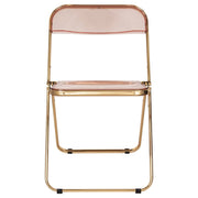 Lawrence Acrylic Folding Chair With Metal Frame Gold Rose Pink Folding Chair Leisuremod
