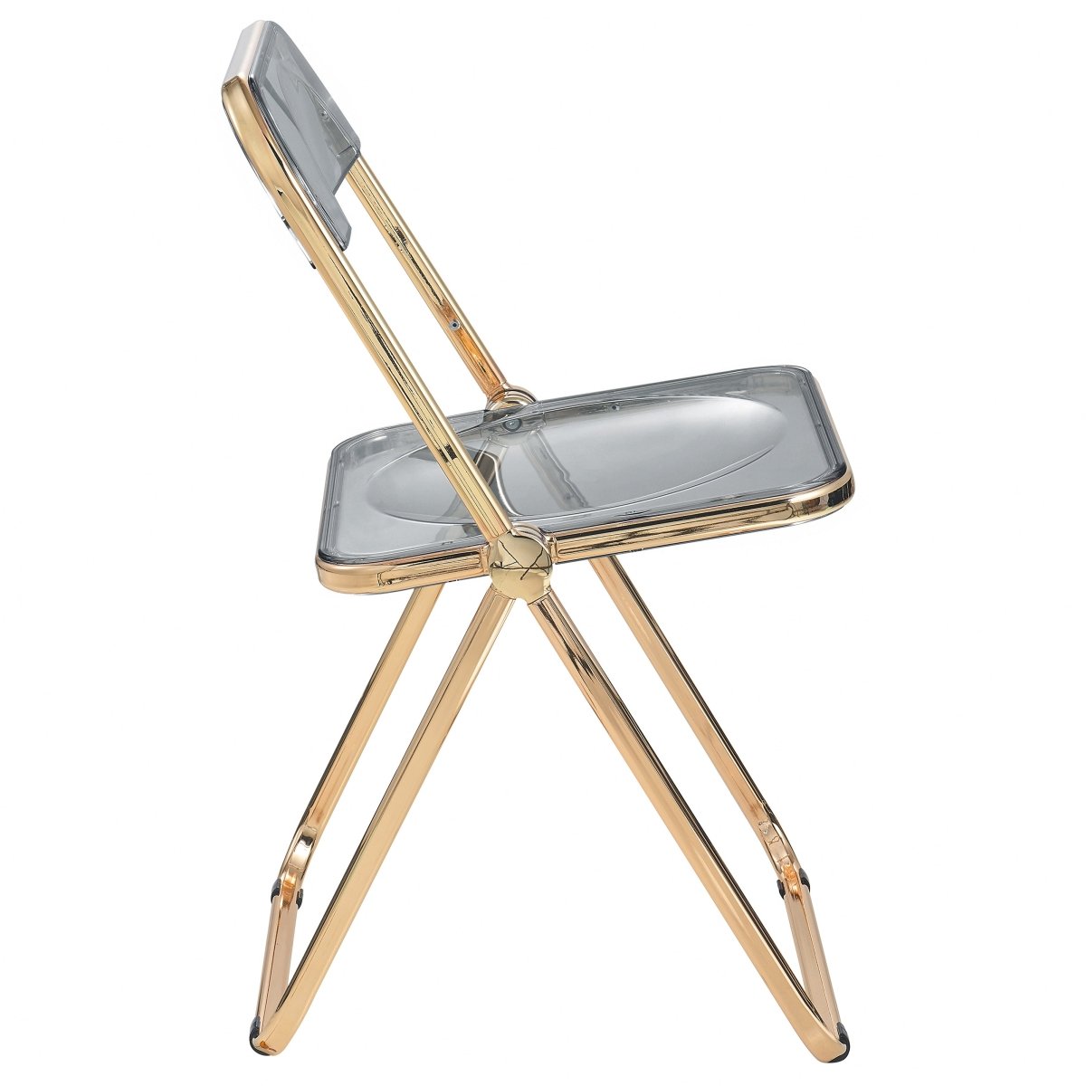 Lawrence Acrylic Folding Chair With Metal Frame Gold Transparent Black Folding Chair Leisuremod