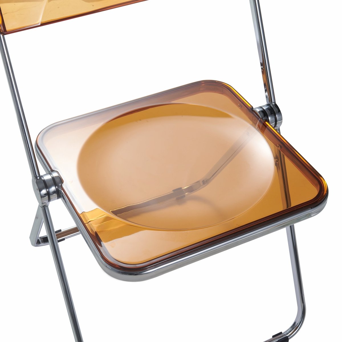 Lawrence Acrylic Folding Chair With Metal Frame Chrome Tangerine Folding Chair Leisuremod