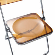 Lawrence Acrylic Folding Chair With Metal Frame Chrome Tangerine Folding Chair Leisuremod
