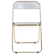 Lawrence Acrylic Folding Chair With Metal Frame Chrome Transparent Black Folding Chair Leisuremod