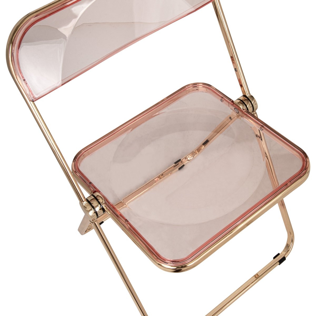 Lawrence Acrylic Folding Chair With Metal Frame Gold Rose Pink Folding Chair Leisuremod