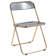 Lawrence Acrylic Folding Chair With Metal Frame Gold Transparent Black Folding Chair Leisuremod