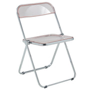 Lawrence Acrylic Folding Chair With Metal Frame Chrome Rose Pink Folding Chair Leisuremod