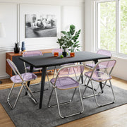 Lawrence Acrylic Folding Chair With Metal Frame Chrome Magenta Folding Chair Leisuremod