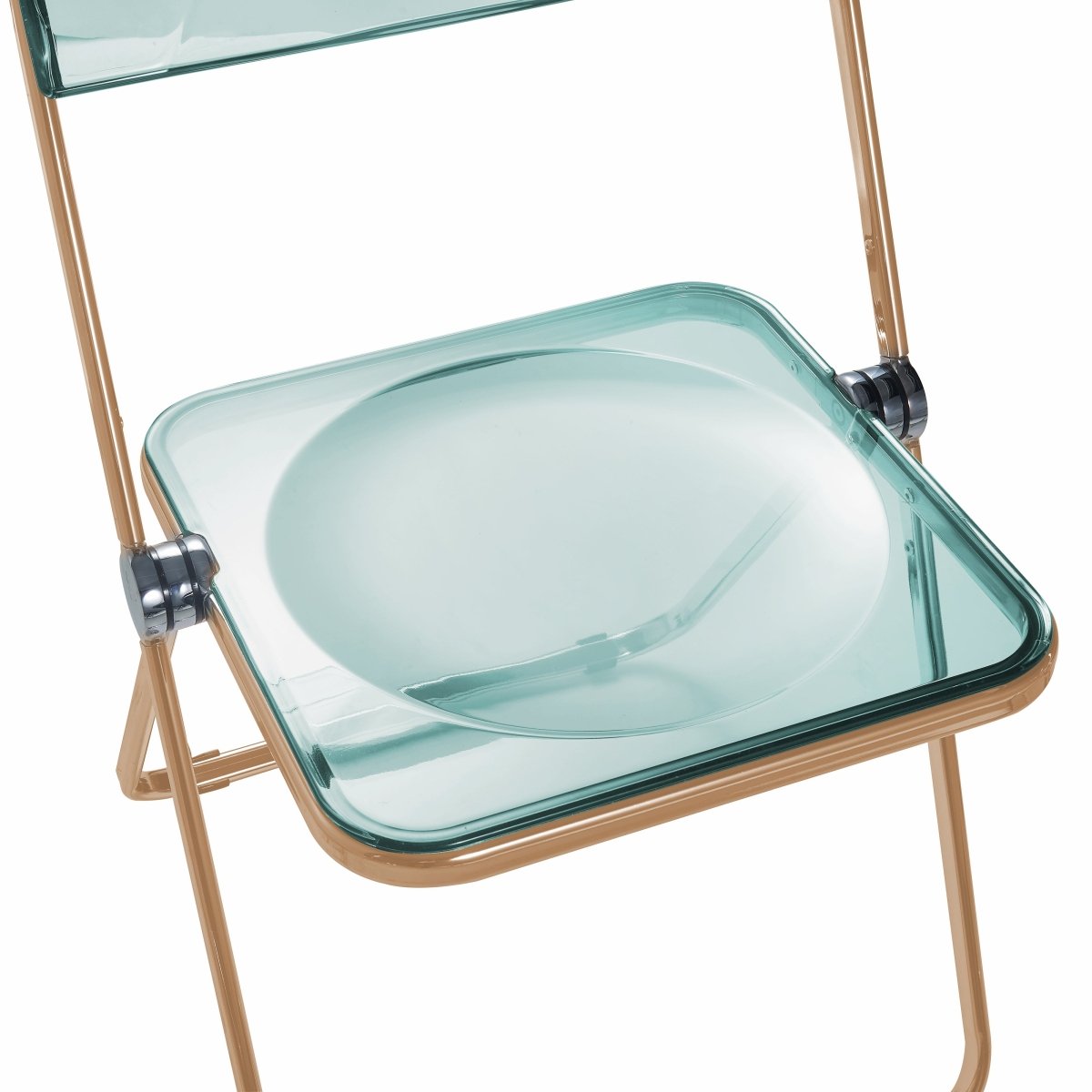 Lawrence Acrylic Folding Chair With Metal Frame Gold Jade Green Folding Chair Leisuremod