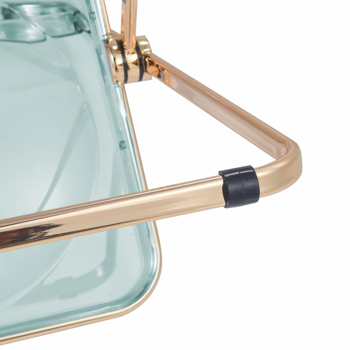 Lawrence Acrylic Folding Chair With Metal Frame Gold Jade Green Folding Chair Leisuremod