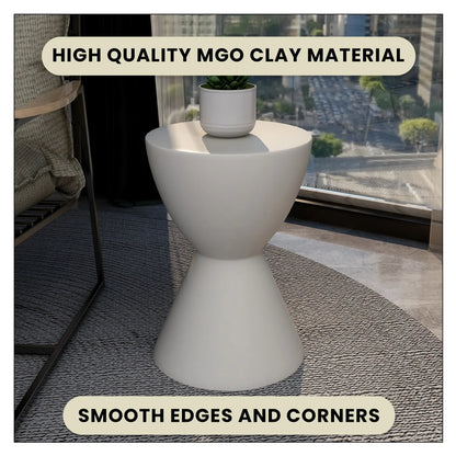 LeisureMod Loft Collection Fiberglass Outdoor Side Table in Moss Grey - Elax Furniture