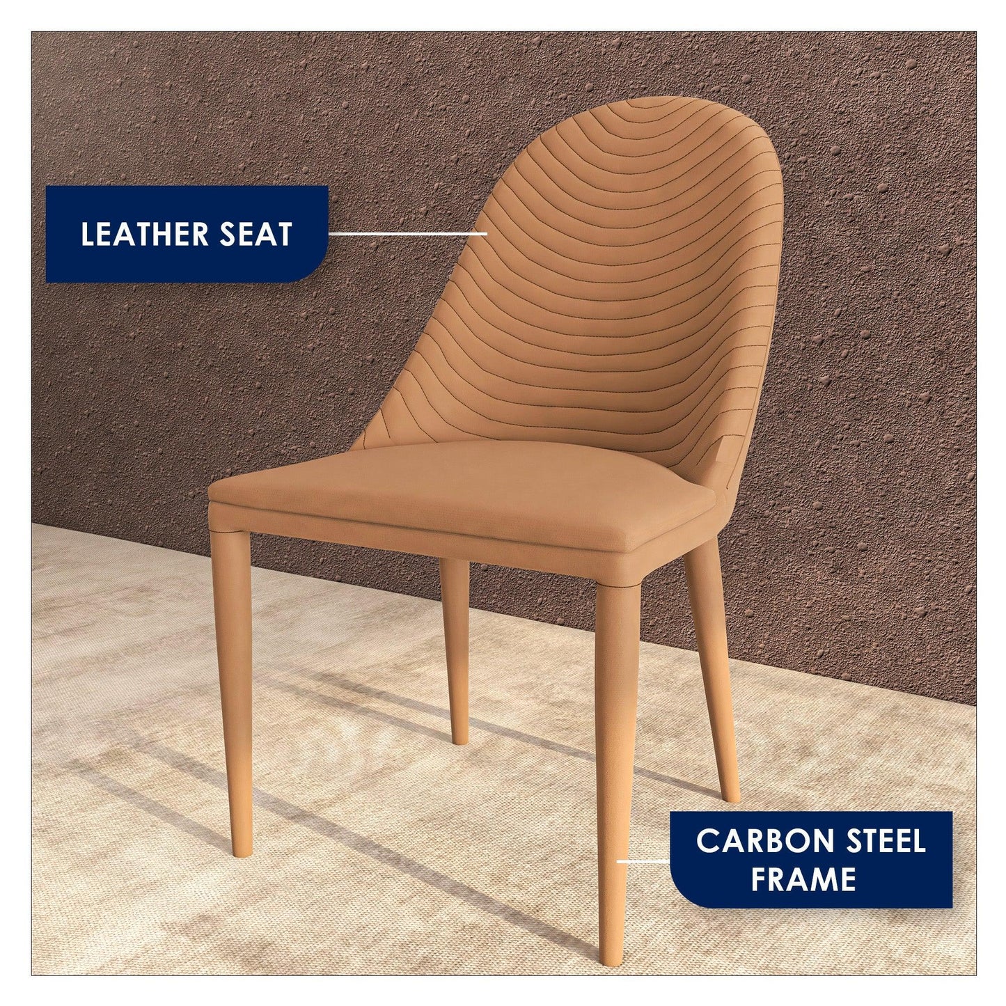 Seville Dining Chair Upholstered in Leather with Metal Legs Covered in Leather - Elax Furniture