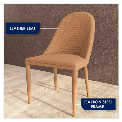 Seville Dining Chair Upholstered in Leather with Metal Legs Covered in Leather - Elax Furniture