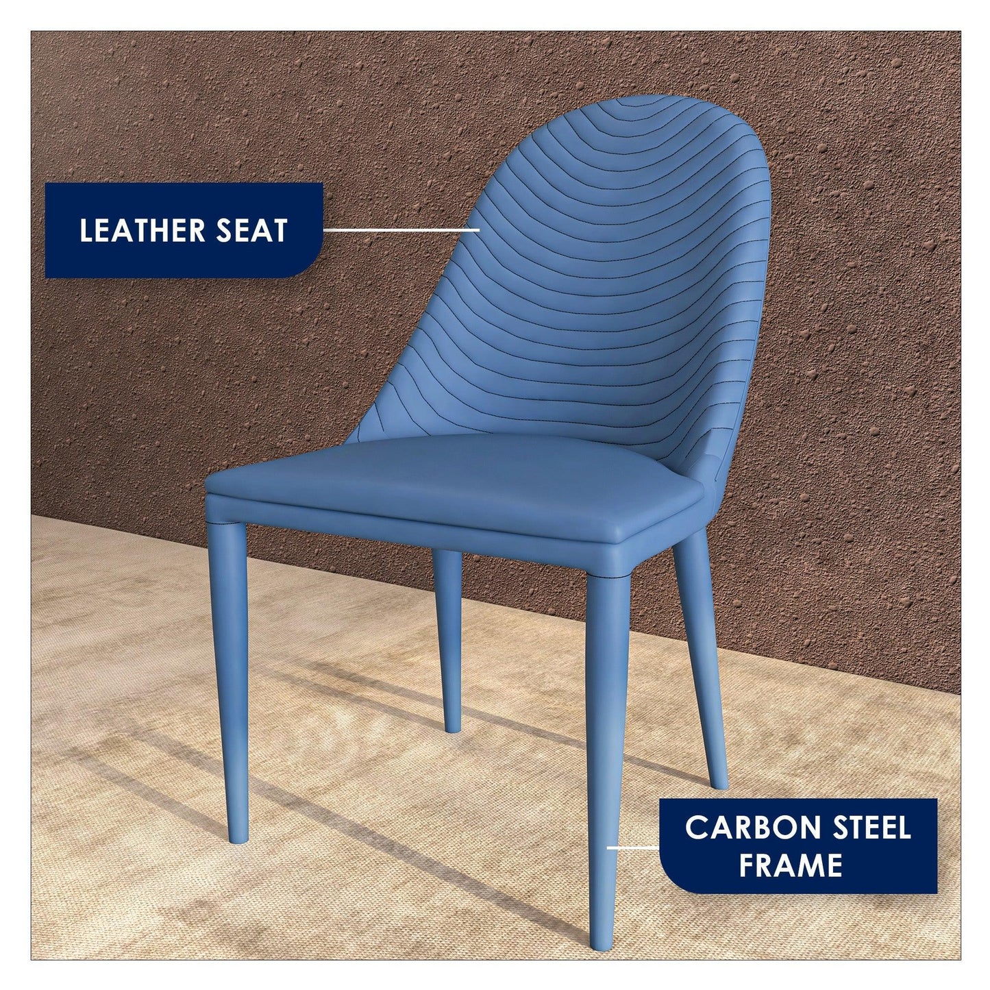 Seville Dining Chair Upholstered in Leather with Metal Legs Covered in Leather - Elax Furniture