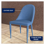 Seville Dining Chair Upholstered in Leather with Metal Legs Covered in Leather - Elax Furniture