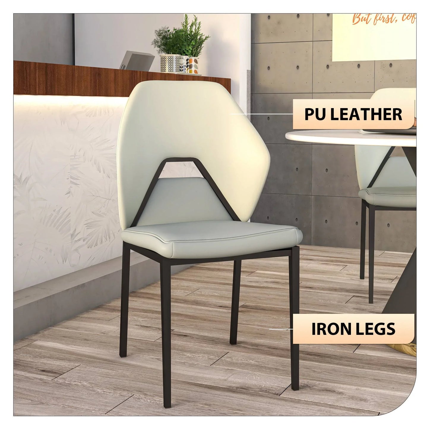 Eclat Collection Modern Upholstered Leather Dining Chair Set of 4 - Elax Furniture