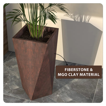 Aloe Tapered Square Fiberstone And MGO Clay Planter For Indoor And Outdoor - Elax Furniture