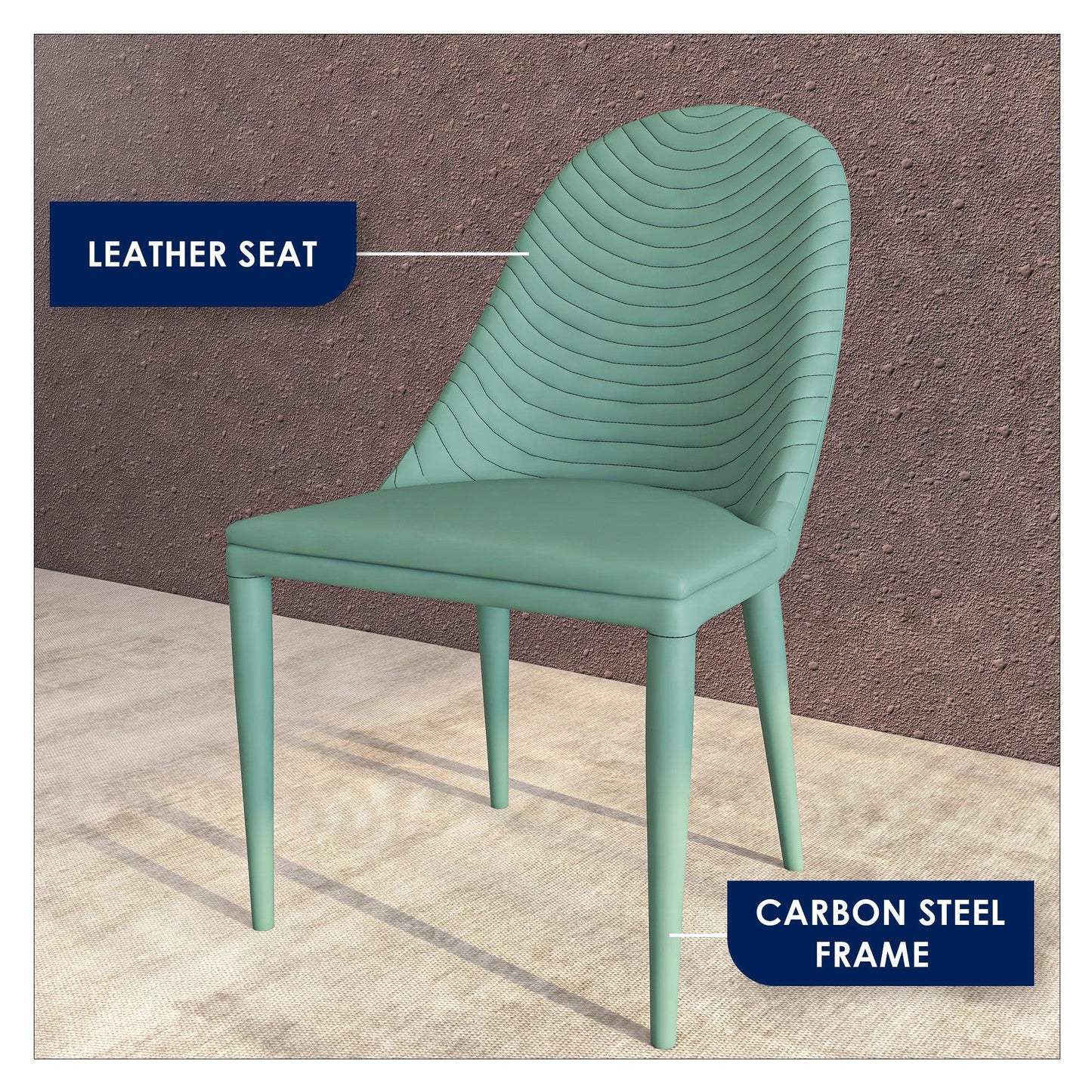 Seville Dining Chair Upholstered in Leather with Metal Legs Covered in Leather - Elax Furniture