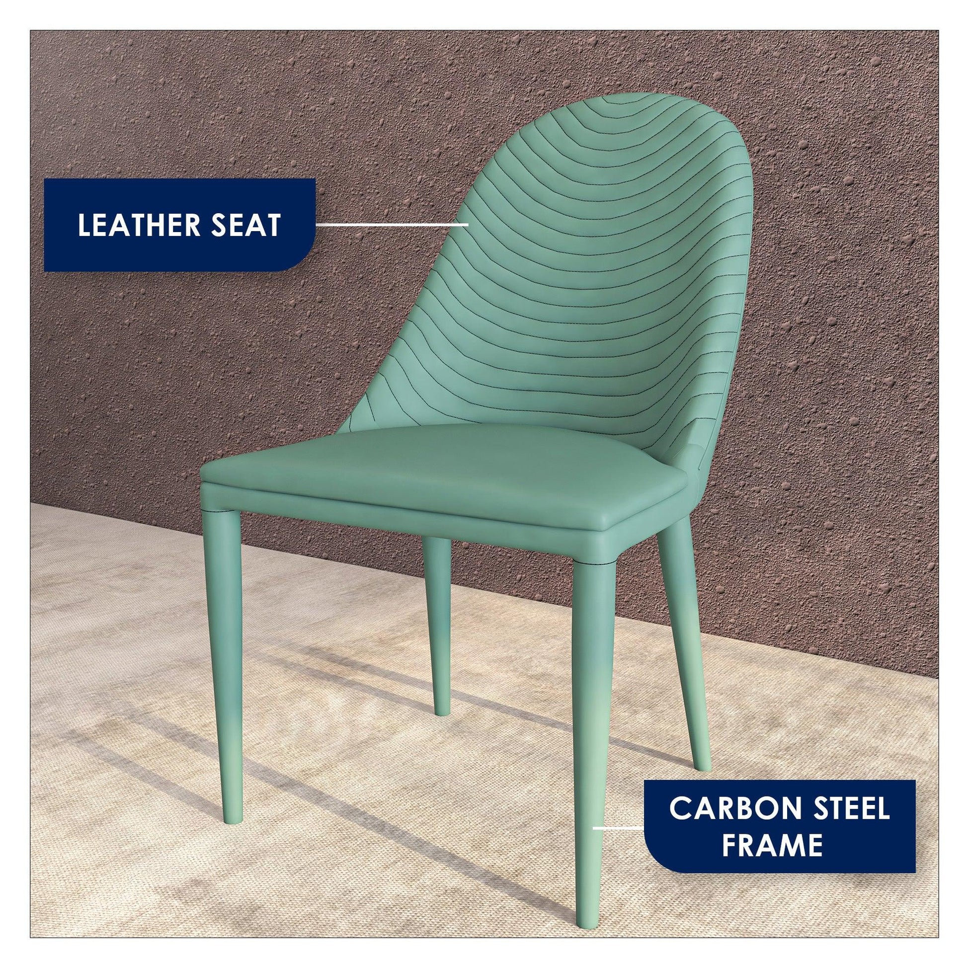 Seville Dining Chair Upholstered in Leather with Metal Legs Covered in Leather - Elax Furniture