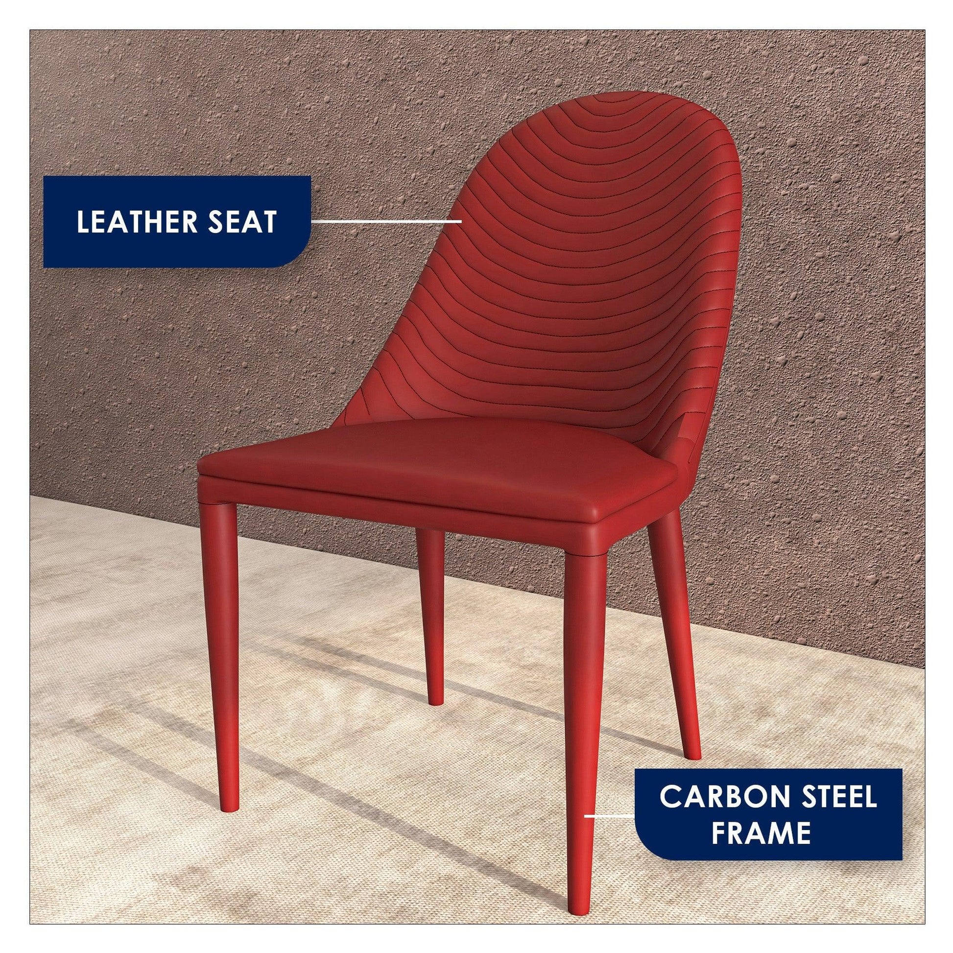 Seville Dining Chair Upholstered in Leather with Metal Legs Covered in Leather - Elax Furniture