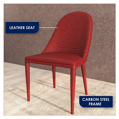 Seville Dining Chair Upholstered in Leather with Metal Legs Covered in Leather - Elax Furniture