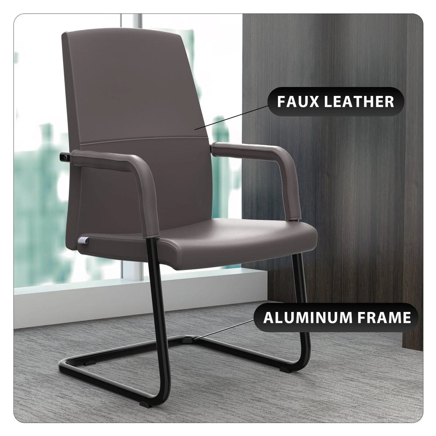 Evander Leather Office Chair With Aluminum Frame - Elax Furniture