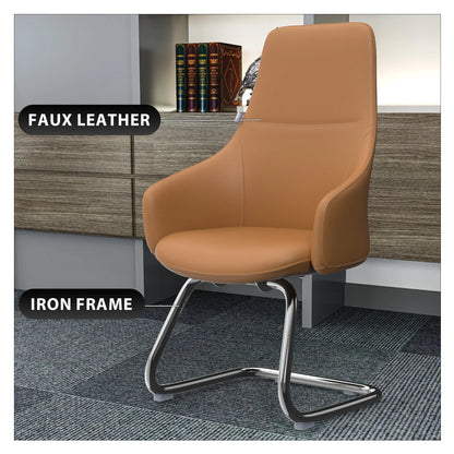 Celeste Leather Conference Office Chair with Upholstered Seat and Armrest - Elax Furniture
