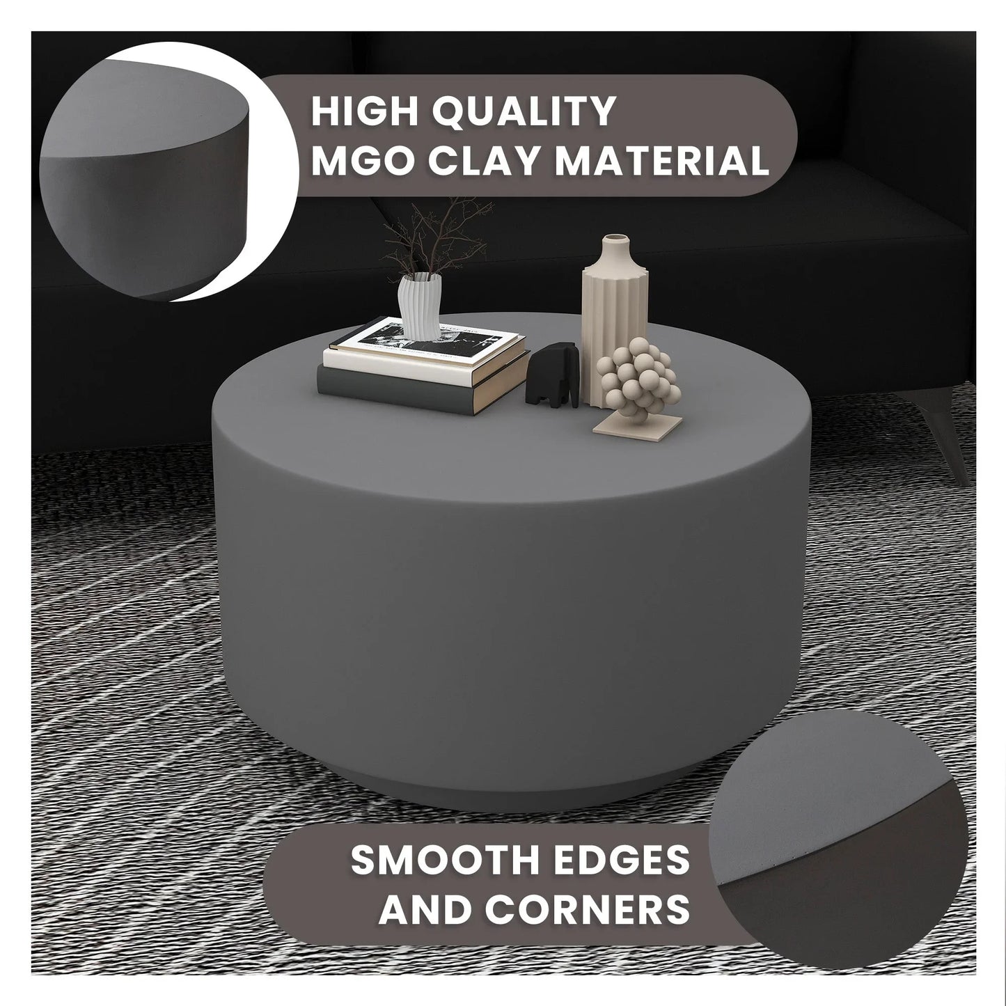 Terra 36" Round Coffee Table in Fiberstone for Indoor and Outdoor - Elax Furniture