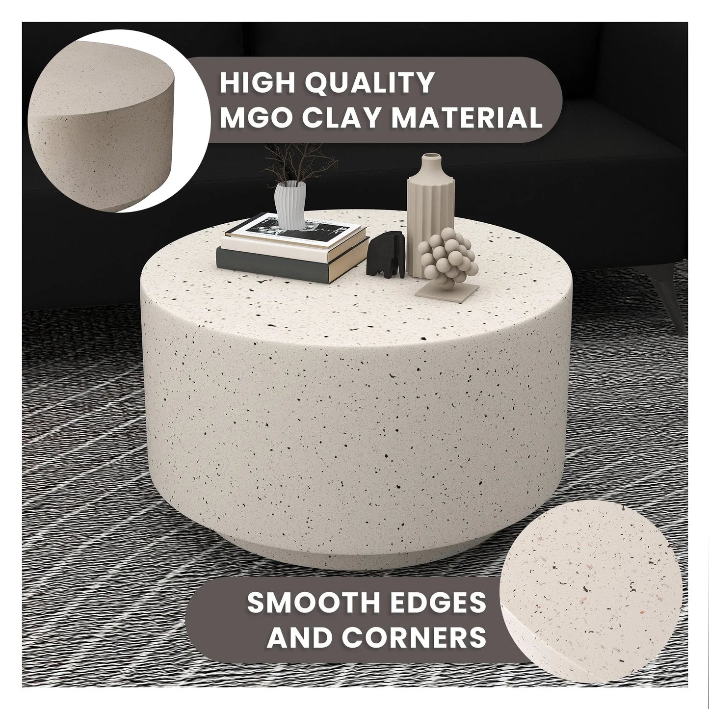 Terra 36" Round Coffee Table in Fiberstone for Indoor and Outdoor - Elax Furniture