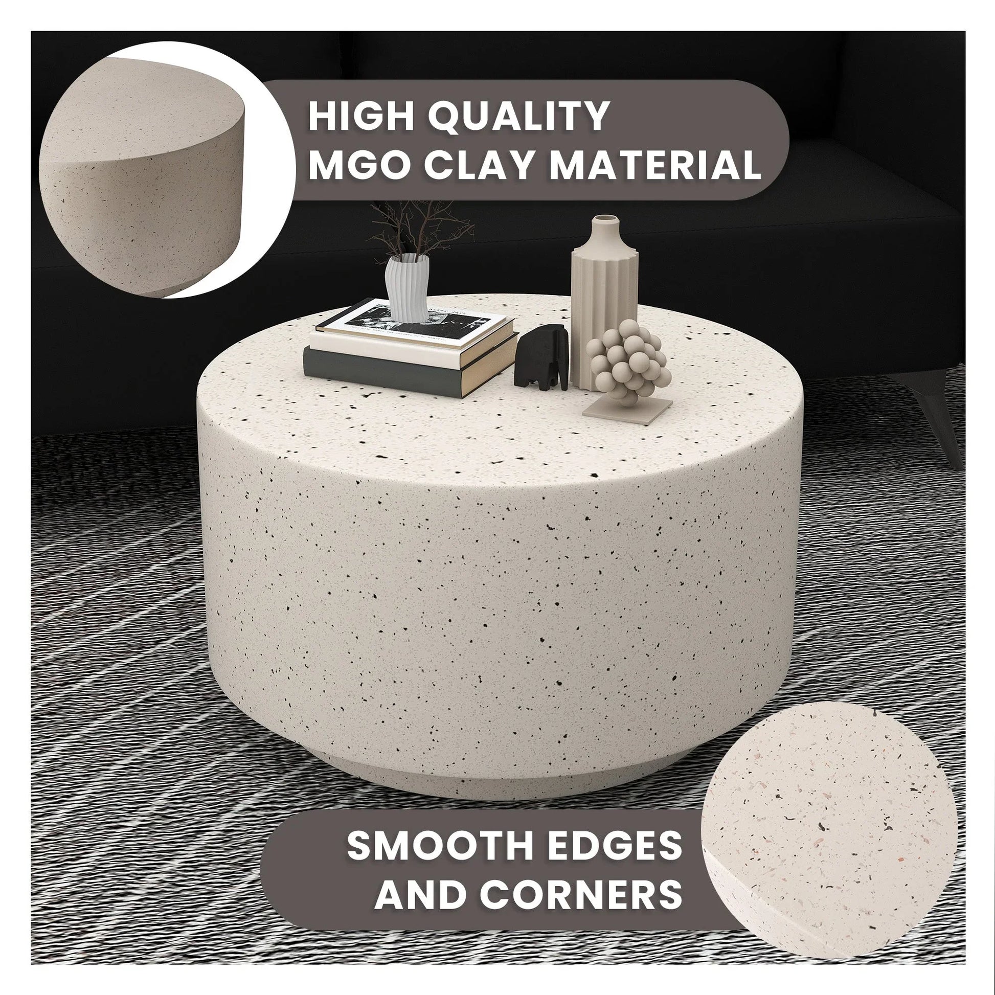 Terra 36" Round Coffee Table in Fiberstone for Indoor and Outdoor - Elax Furniture