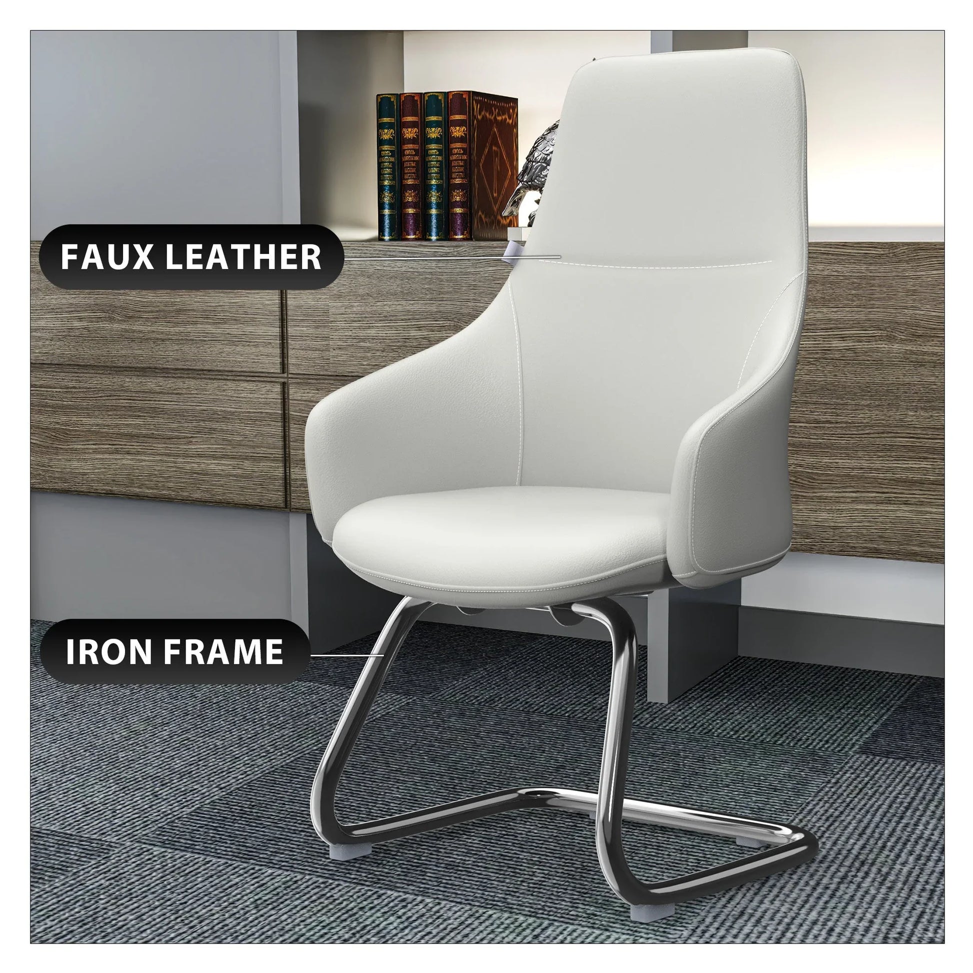 Celeste Leather Conference Office Chair with Upholstered Seat and Armrest - Elax Furniture