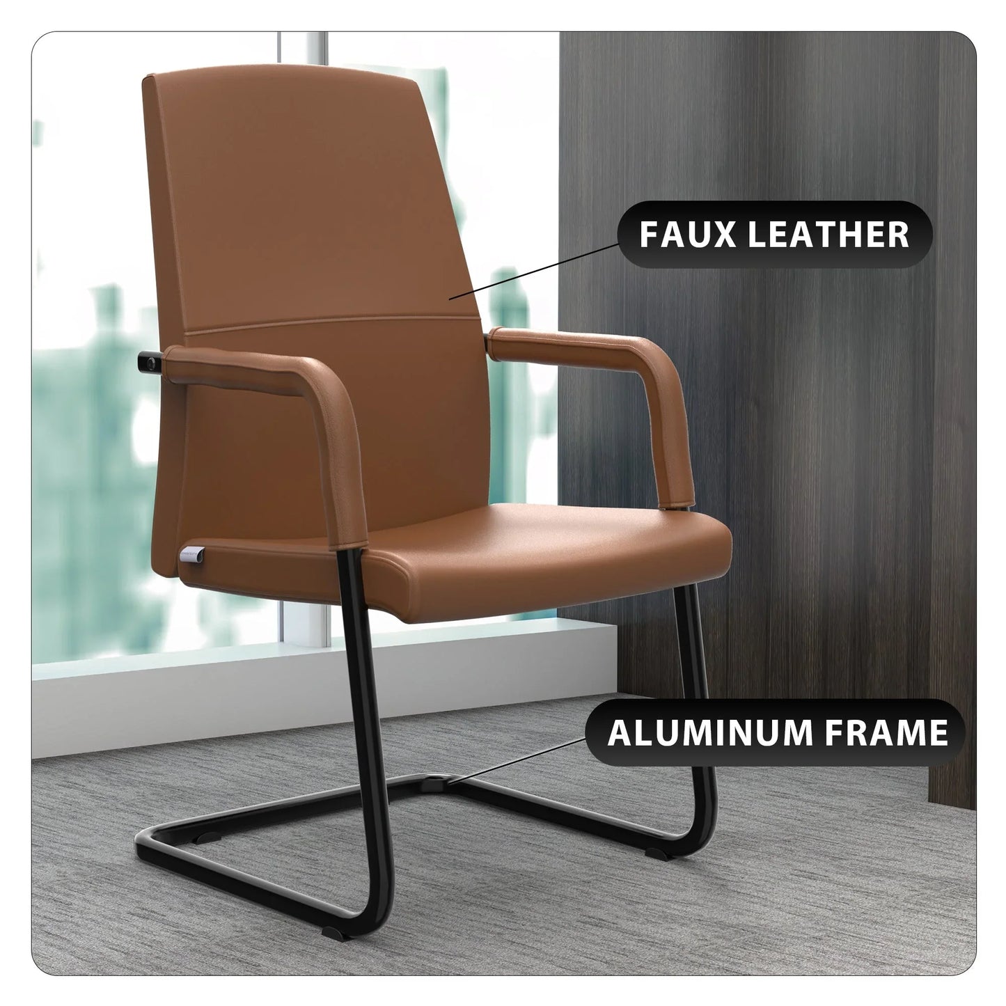 Evander Leather Office Chair With Aluminum Frame - Elax Furniture