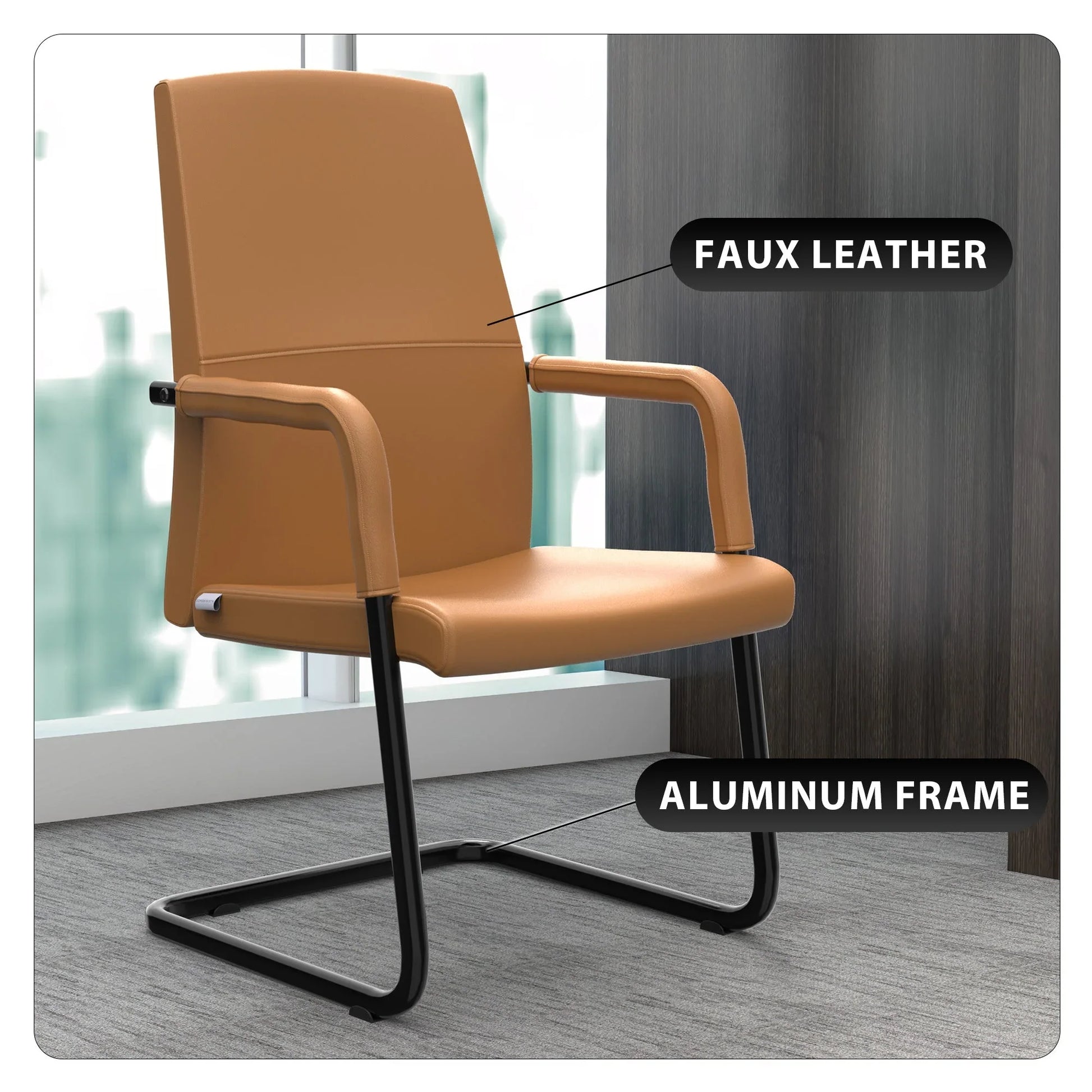 Evander Leather Office Chair With Aluminum Frame - Elax Furniture